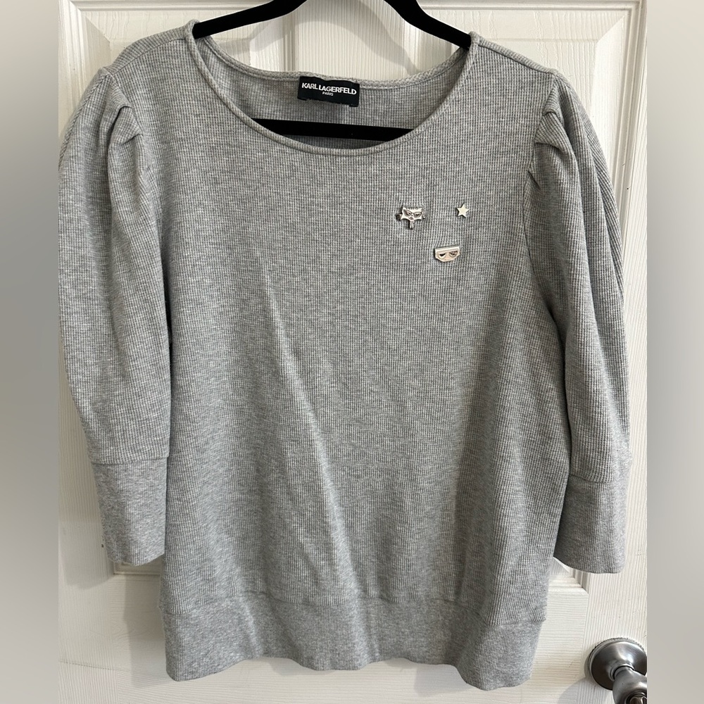 Karl Lagerfeld gray sweater with charms